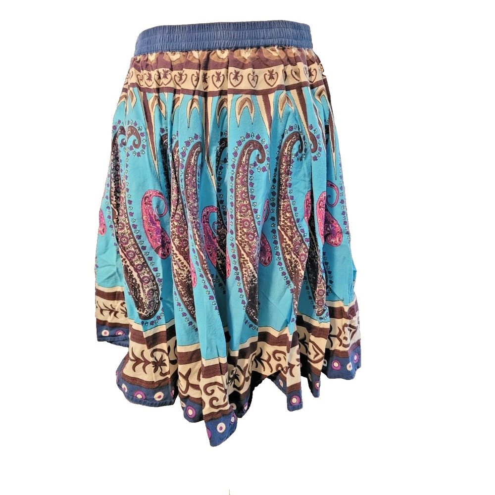 India Boutique 100% Cotton Paisley Boho Festival Peasant Skirt SZ M